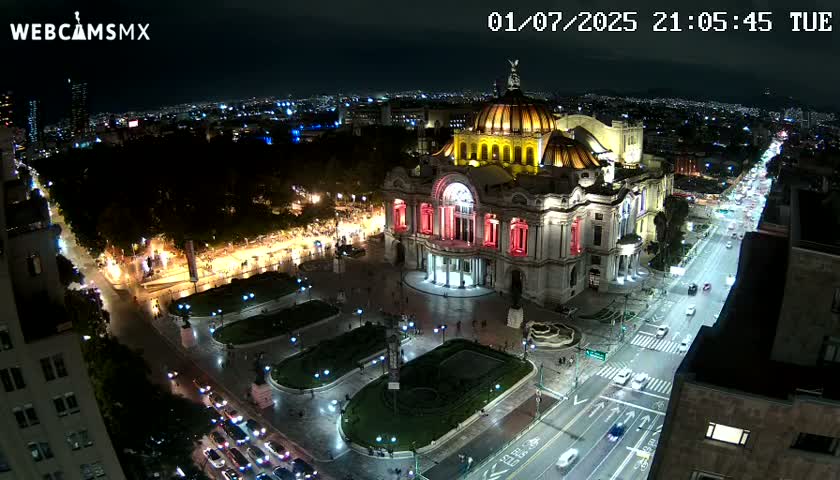 Mexio City, Palacio de Bellas Artes ( Palace of Fine Arts)  Live Cam - Cuauhtemoc, Ciudad de Mexico, Mexico
