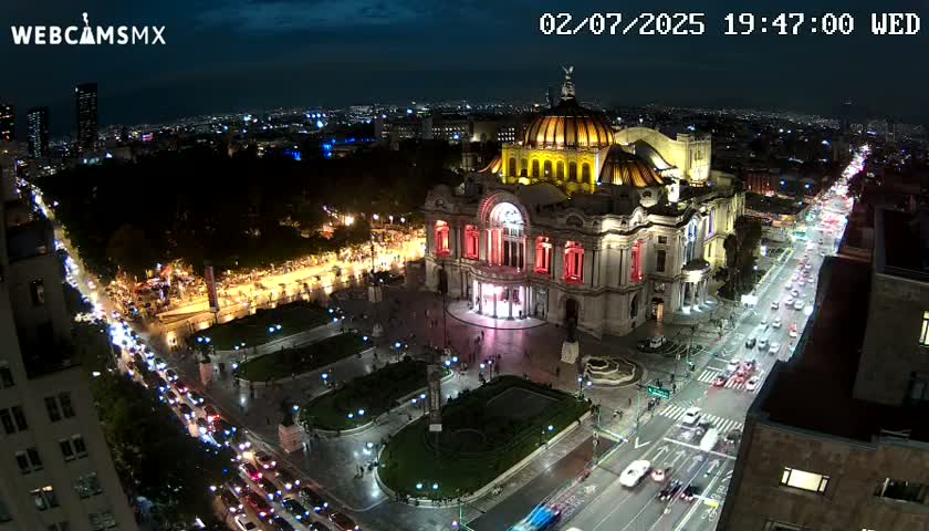 Mexio City, Palacio de Bellas Artes ( Palace of Fine Arts)  Live Cam - Cuauhtemoc, Ciudad de Mexico, Mexico