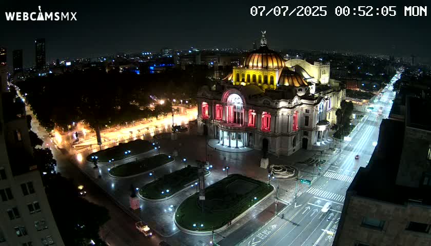 Mexio City, Palacio de Bellas Artes ( Palace of Fine Arts)  Live Cam - Cuauhtemoc, Ciudad de Mexico, Mexico