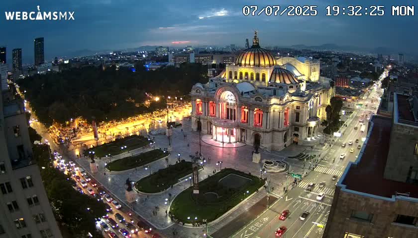 Mexio City, Palacio de Bellas Artes ( Palace of Fine Arts)  Live Cam - Cuauhtemoc, Ciudad de Mexico, Mexico