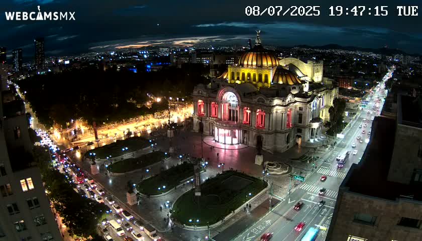 Mexio City, Palacio de Bellas Artes ( Palace of Fine Arts)  Live Cam - Cuauhtemoc, Ciudad de Mexico, Mexico