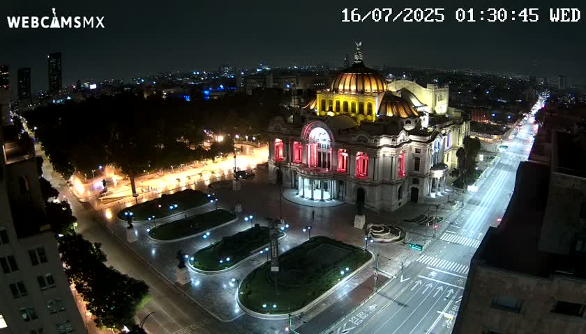 Mexio City, Palacio de Bellas Artes ( Palace of Fine Arts)  Live Cam - Cuauhtemoc, Ciudad de Mexico, Mexico
