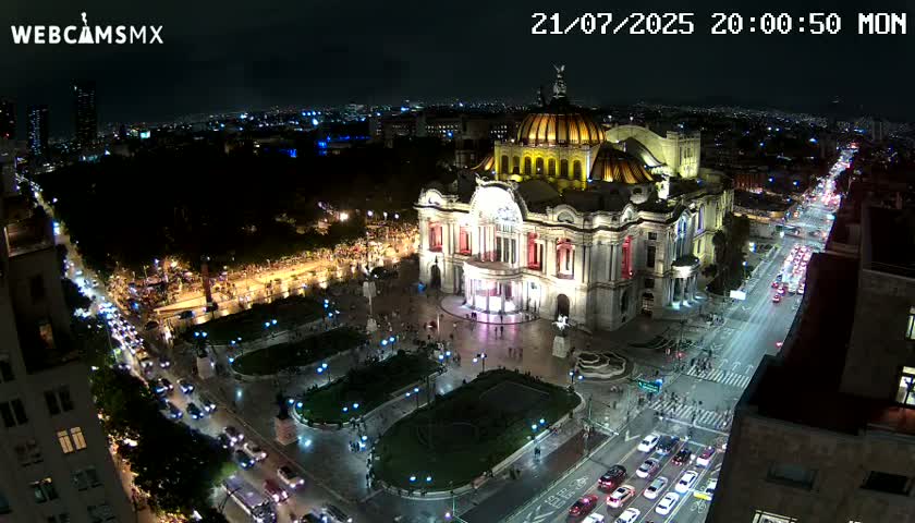 Mexio City, Palacio de Bellas Artes ( Palace of Fine Arts)  Live Cam - Cuauhtemoc, Ciudad de Mexico, Mexico