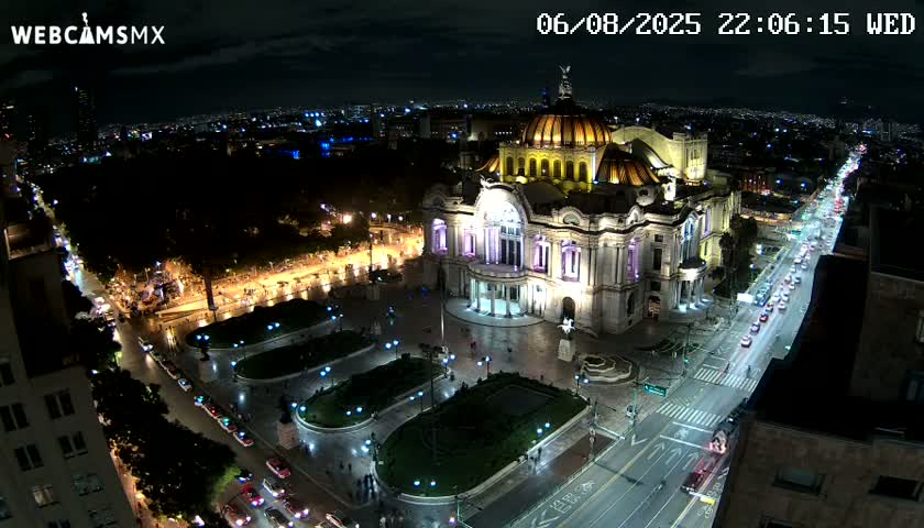 Mexio City, Palacio de Bellas Artes ( Palace of Fine Arts)  Live Cam - Cuauhtemoc, Ciudad de Mexico, Mexico