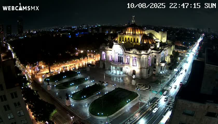 Mexio City, Palacio de Bellas Artes ( Palace of Fine Arts)  Live Cam - Cuauhtemoc, Ciudad de Mexico, Mexico