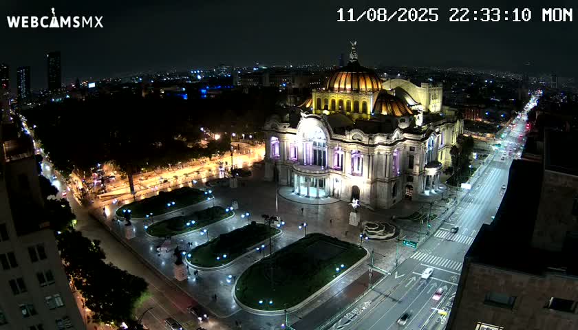 Mexio City, Palacio de Bellas Artes ( Palace of Fine Arts)  Live Cam - Cuauhtemoc, Ciudad de Mexico, Mexico