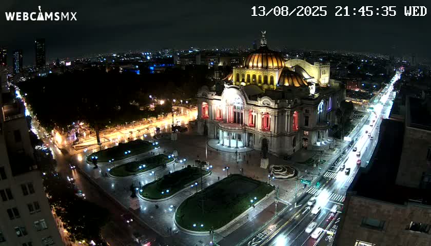 Mexio City, Palacio de Bellas Artes ( Palace of Fine Arts)  Live Cam - Cuauhtemoc, Ciudad de Mexico, Mexico