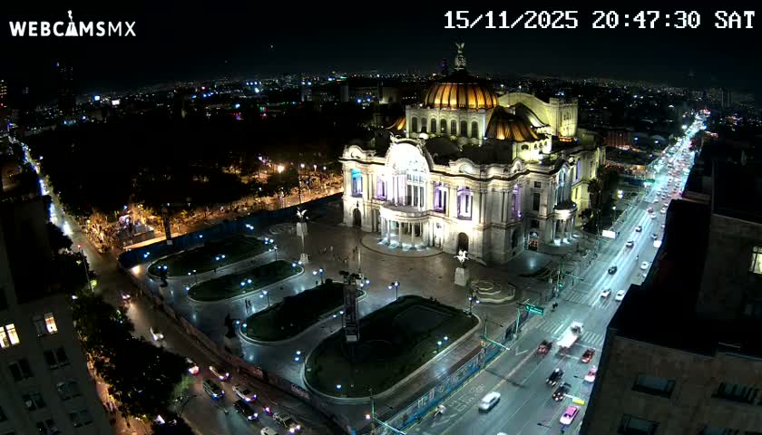 Mexio City, Palacio de Bellas Artes ( Palace of Fine Arts)  Live Cam - Cuauhtemoc, Ciudad de Mexico, Mexico