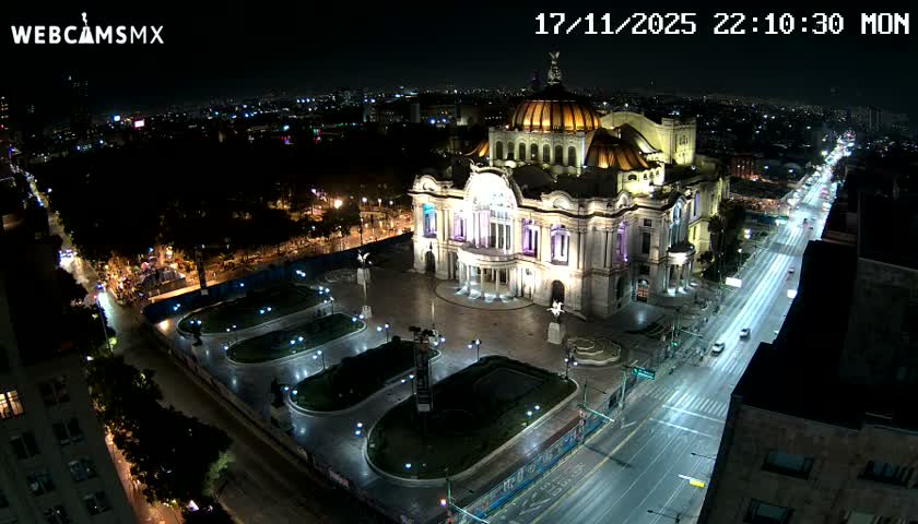 Mexio City, Palacio de Bellas Artes ( Palace of Fine Arts)  Live Cam - Cuauhtemoc, Ciudad de Mexico, Mexico