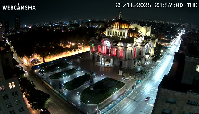 Mexio City, Palacio de Bellas Artes ( Palace of Fine Arts)  Live Cam - Cuauhtemoc, Ciudad de Mexico, Mexico