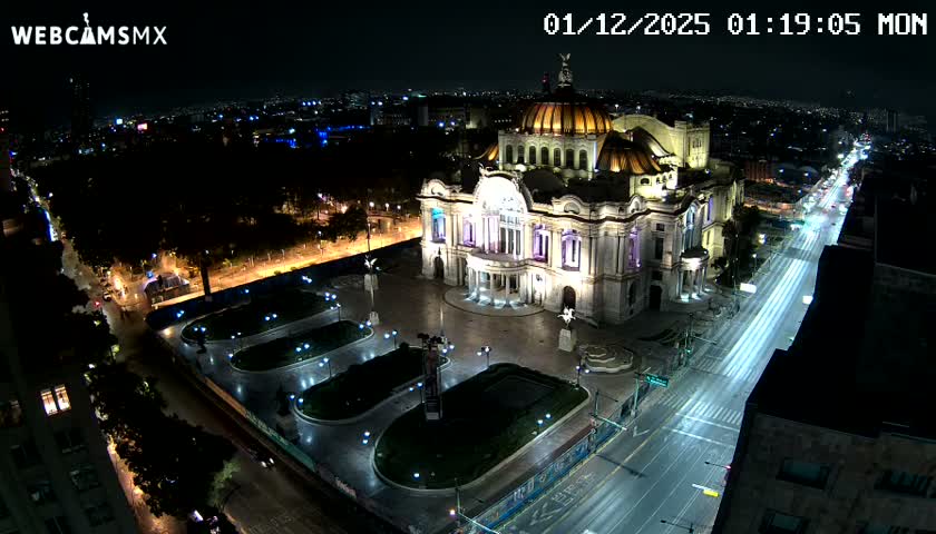 Mexio City, Palacio de Bellas Artes ( Palace of Fine Arts)  Live Cam - Cuauhtemoc, Ciudad de Mexico, Mexico