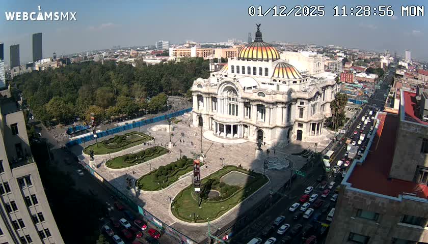 Mexio City, Palacio de Bellas Artes ( Palace of Fine Arts)  Live Cam - Cuauhtemoc, Ciudad de Mexico, Mexico