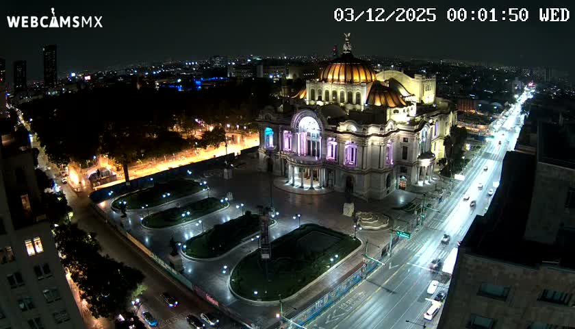 Mexio City, Palacio de Bellas Artes ( Palace of Fine Arts)  Live Cam - Cuauhtemoc, Ciudad de Mexico, Mexico