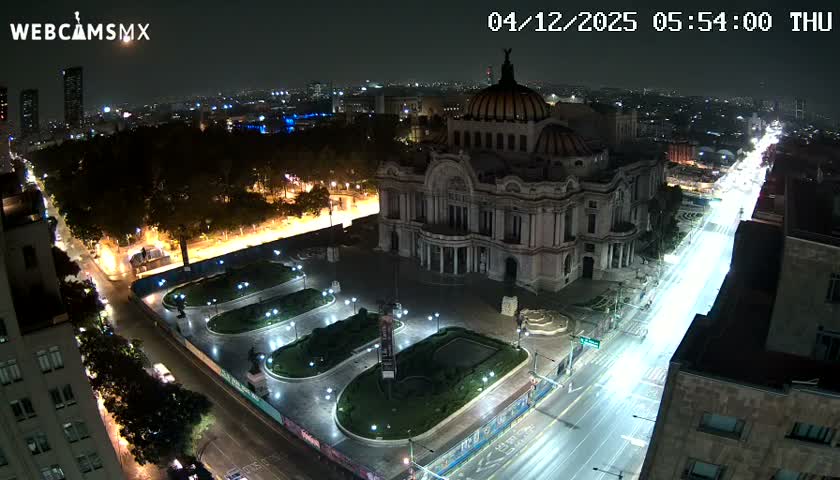 Mexio City, Palacio de Bellas Artes ( Palace of Fine Arts)  Live Cam - Cuauhtemoc, Ciudad de Mexico, Mexico