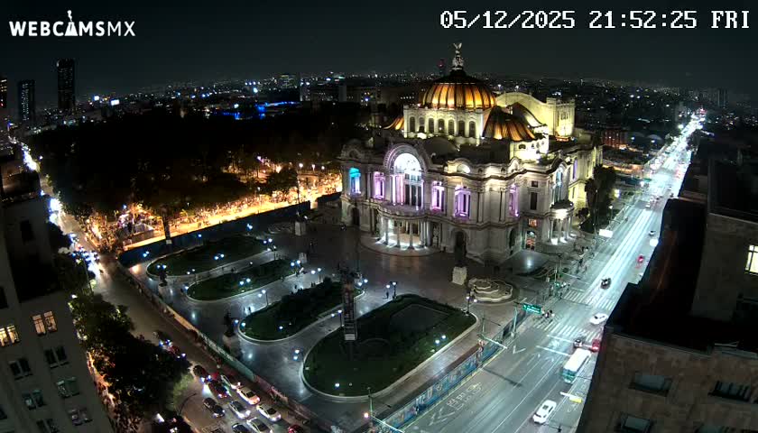 Mexio City, Palacio de Bellas Artes ( Palace of Fine Arts)  Live Cam - Cuauhtemoc, Ciudad de Mexico, Mexico