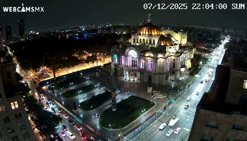 Mexio City, Palacio de Bellas Artes ( Palace of Fine Arts)  Live Cam - Cuauhtemoc, Ciudad de Mexico, Mexico