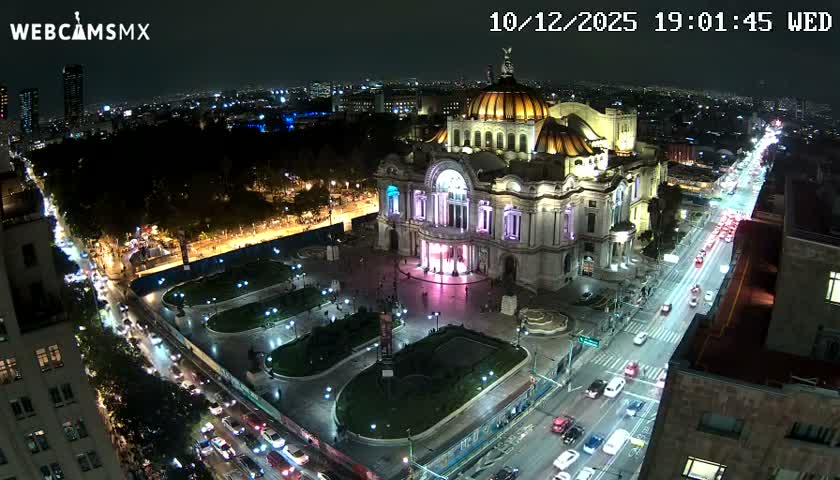 Mexio City, Palacio de Bellas Artes ( Palace of Fine Arts)  Live Cam - Cuauhtemoc, Ciudad de Mexico, Mexico