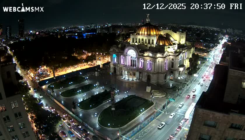 Mexio City, Palacio de Bellas Artes ( Palace of Fine Arts)  Live Cam - Cuauhtemoc, Ciudad de Mexico, Mexico