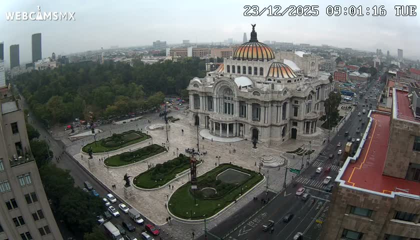 Mexio City, Palacio de Bellas Artes ( Palace of Fine Arts)  Live Cam - Cuauhtemoc, Ciudad de Mexico, Mexico