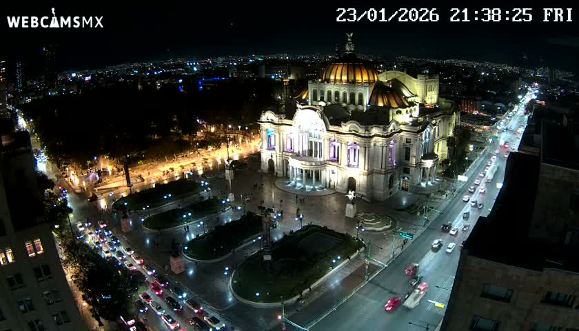 Mexio City, Palacio de Bellas Artes ( Palace of Fine Arts)  Live Cam - Cuauhtemoc, Ciudad de Mexico, Mexico