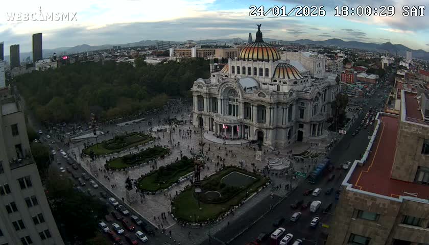 Mexio City, Palacio de Bellas Artes ( Palace of Fine Arts)  Live Cam - Cuauhtemoc, Ciudad de Mexico, Mexico