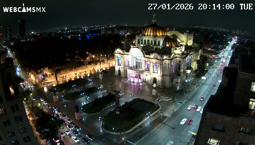 Mexio City, Palacio de Bellas Artes ( Palace of Fine Arts)  Live Cam - Cuauhtemoc, Ciudad de Mexico, Mexico
