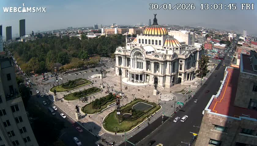 Mexio City, Palacio de Bellas Artes ( Palace of Fine Arts)  Live Cam - Cuauhtemoc, Ciudad de Mexico, Mexico