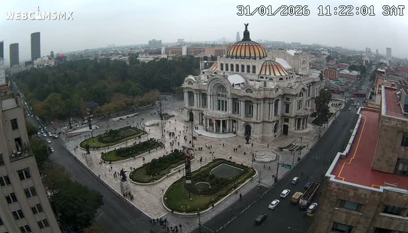 Mexio City, Palacio de Bellas Artes ( Palace of Fine Arts)  Live Cam - Cuauhtemoc, Ciudad de Mexico, Mexico