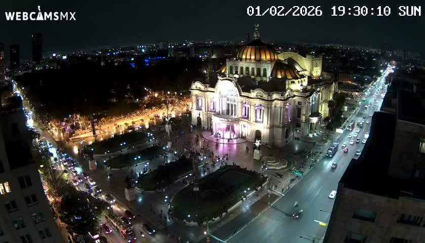 Mexio City, Palacio de Bellas Artes ( Palace of Fine Arts)  Live Cam - Cuauhtemoc, Ciudad de Mexico, Mexico