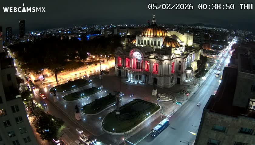 Mexio City, Palacio de Bellas Artes ( Palace of Fine Arts)  Live Cam - Cuauhtemoc, Ciudad de Mexico, Mexico