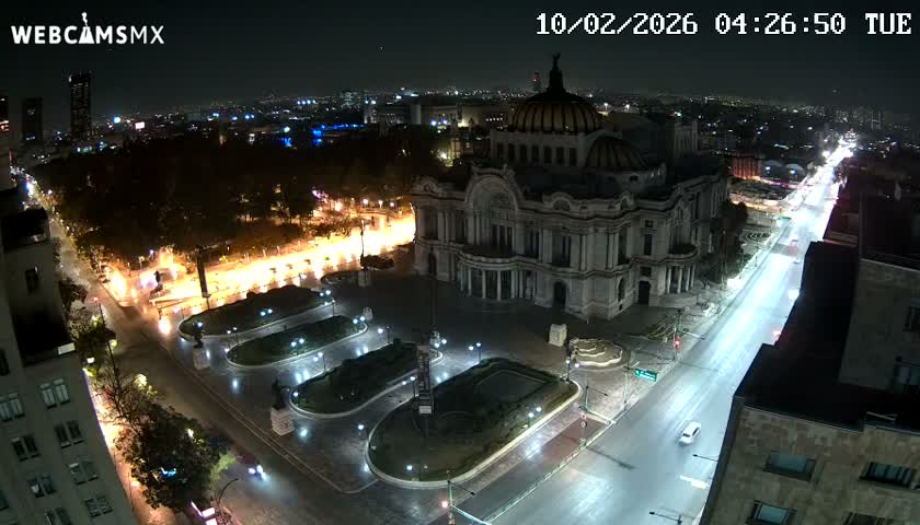 Mexio City, Palacio de Bellas Artes ( Palace of Fine Arts)  Live Cam - Cuauhtemoc, Ciudad de Mexico, Mexico