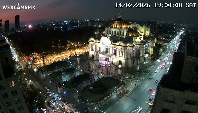 Mexio City, Palacio de Bellas Artes ( Palace of Fine Arts)  Live Cam - Cuauhtemoc, Ciudad de Mexico, Mexico