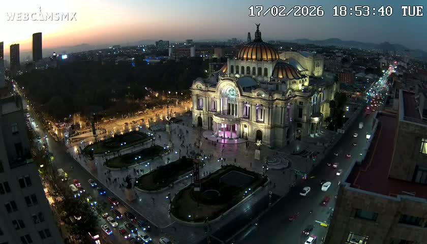 Mexio City, Palacio de Bellas Artes ( Palace of Fine Arts)  Live Cam - Cuauhtemoc, Ciudad de Mexico, Mexico
