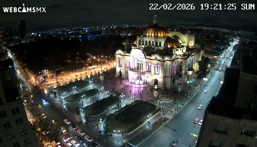 Mexio City, Palacio de Bellas Artes ( Palace of Fine Arts)  Live Cam - Cuauhtemoc, Ciudad de Mexico, Mexico