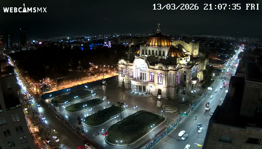 Mexio City, Palacio de Bellas Artes ( Palace of Fine Arts)  Live Cam - Cuauhtemoc, Ciudad de Mexico, Mexico