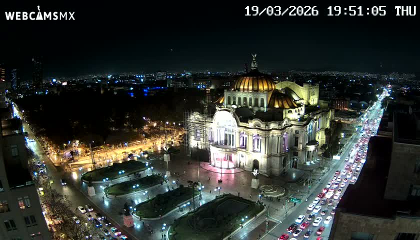 Mexio City, Palacio de Bellas Artes ( Palace of Fine Arts)  Live Cam - Cuauhtemoc, Ciudad de Mexico, Mexico