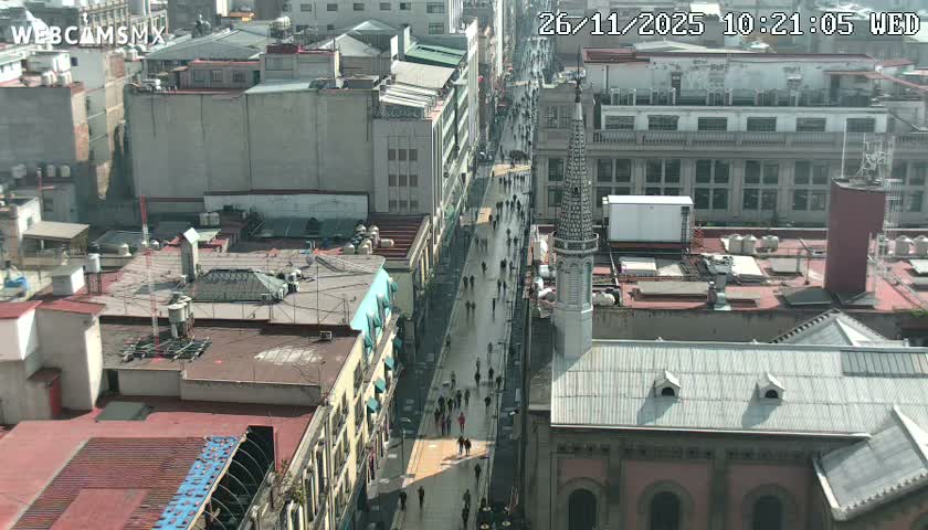 Mexio City, Avenida Francisco I. Madero Avenue  Live Cam - Centro, Ciudad de Mexico, Mexico