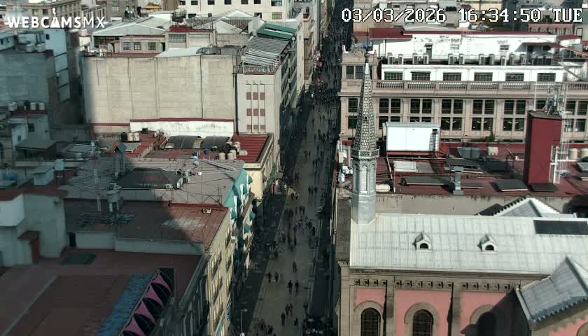 Mexio City, Avenida Francisco I. Madero Avenue  Live Cam - Centro, Ciudad de Mexico, Mexico