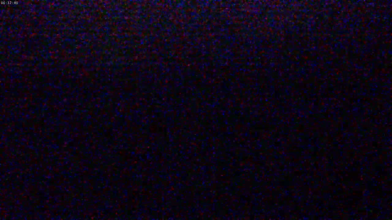 The image shows a dark, grainy screen displaying static.