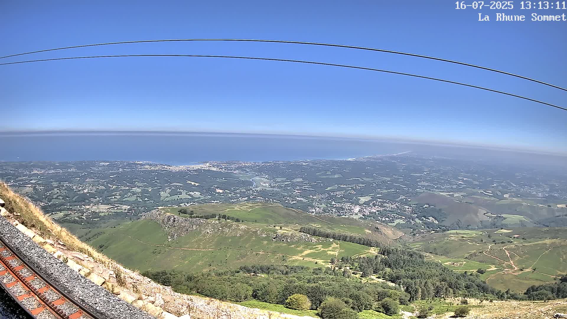 Saint-Jean-de-Luz from Sommet de La Rhune Mountain Summit Panaromic Live Cam - Bayonne, 	Pyrenees-Atlantiques, Nouvelle-Aquitaine, France