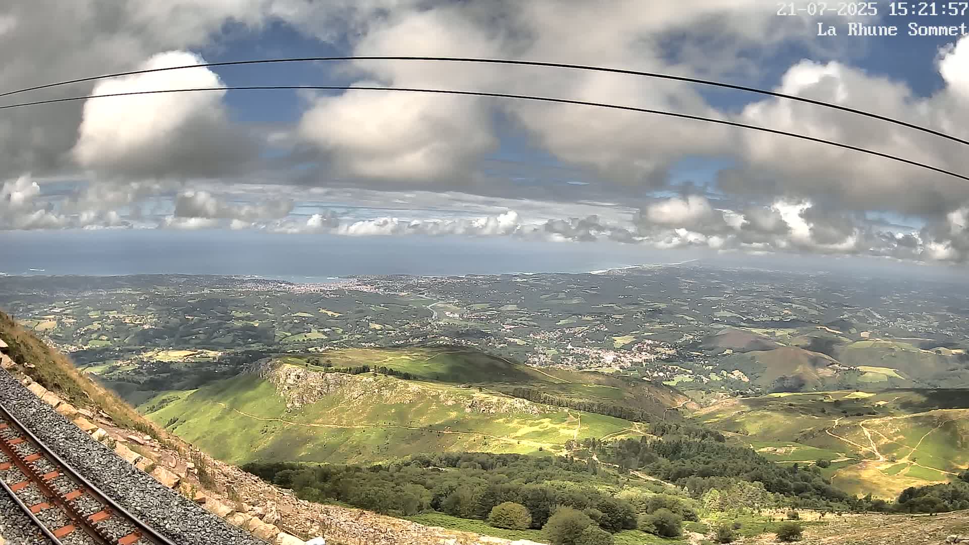 Saint-Jean-de-Luz from Sommet de La Rhune Mountain Summit Panaromic Live Cam - Bayonne, 	Pyrenees-Atlantiques, Nouvelle-Aquitaine, France