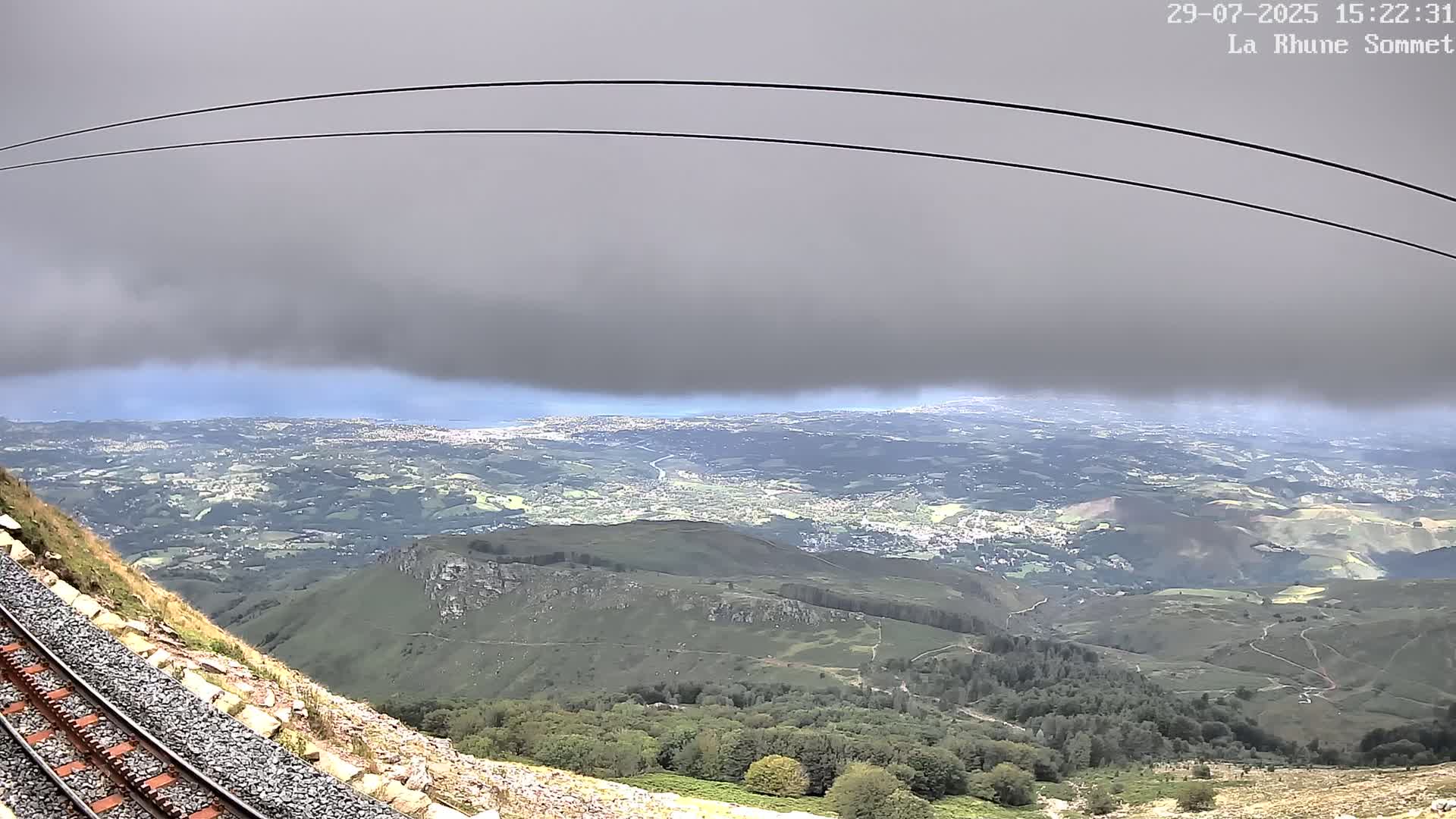 Saint-Jean-de-Luz from Sommet de La Rhune Mountain Summit Panaromic Live Cam - Bayonne, 	Pyrenees-Atlantiques, Nouvelle-Aquitaine, France