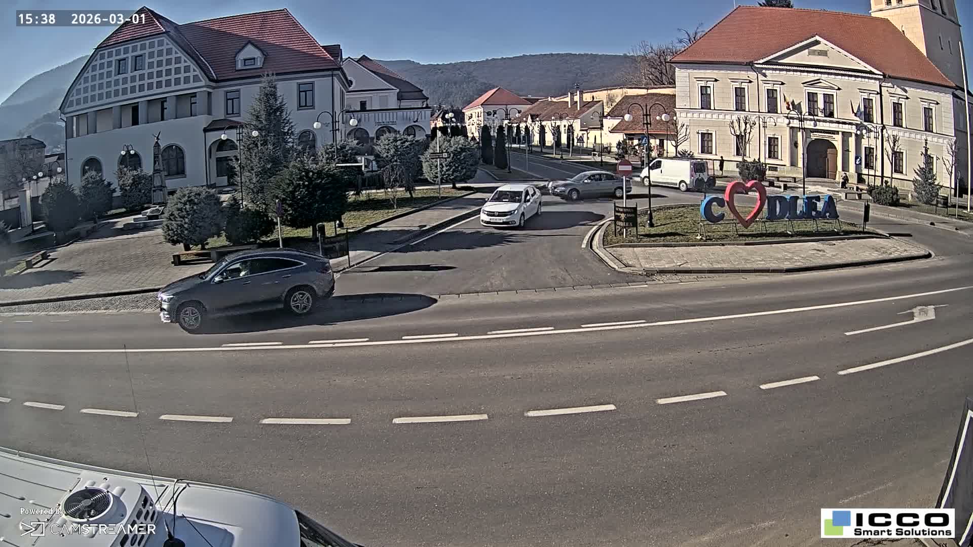 Brasov, Strada Lunga Street / Strada Magurii Street Instersection & City Center of Codlea Live Cam -  Codlea, Braşov, Romania