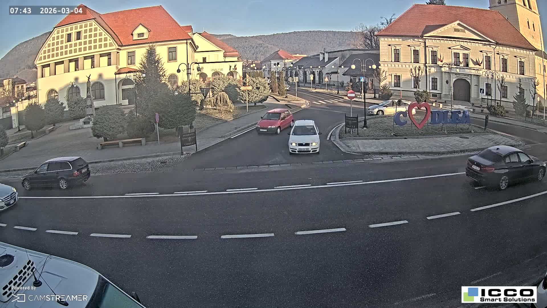 Brasov, Strada Lunga Street / Strada Magurii Street Instersection & City Center of Codlea Live Cam -  Codlea, Braşov, Romania