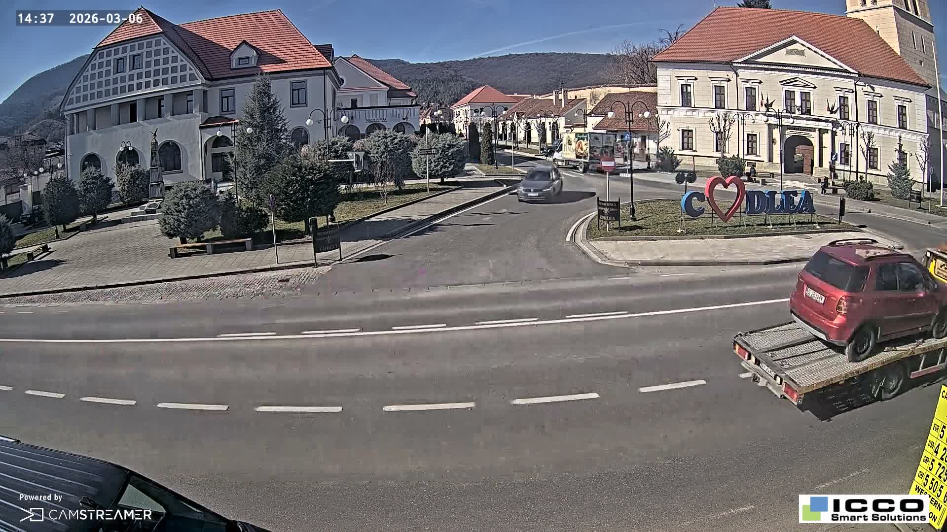 Brasov, Strada Lunga Street / Strada Magurii Street Instersection & City Center of Codlea Live Cam -  Codlea, Braşov, Romania