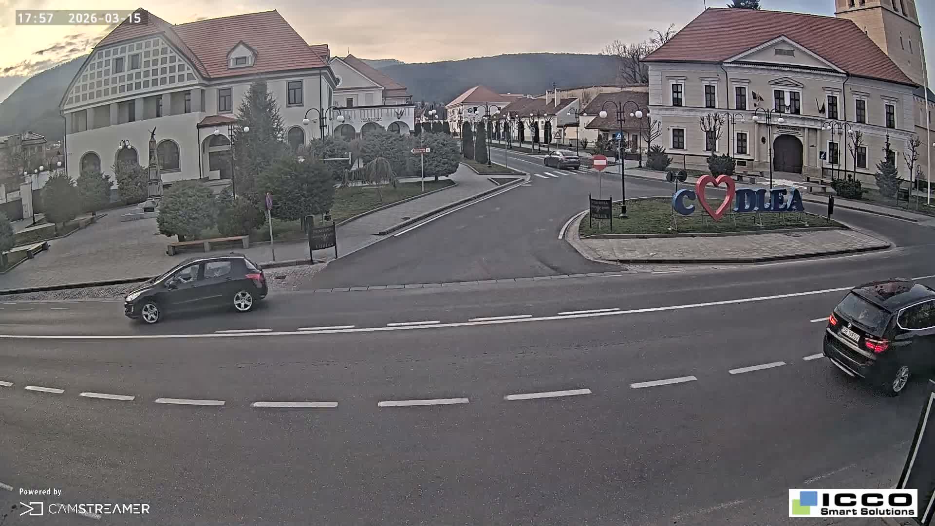 Brasov, Strada Lunga Street / Strada Magurii Street Instersection & City Center of Codlea Live Cam -  Codlea, Braşov, Romania