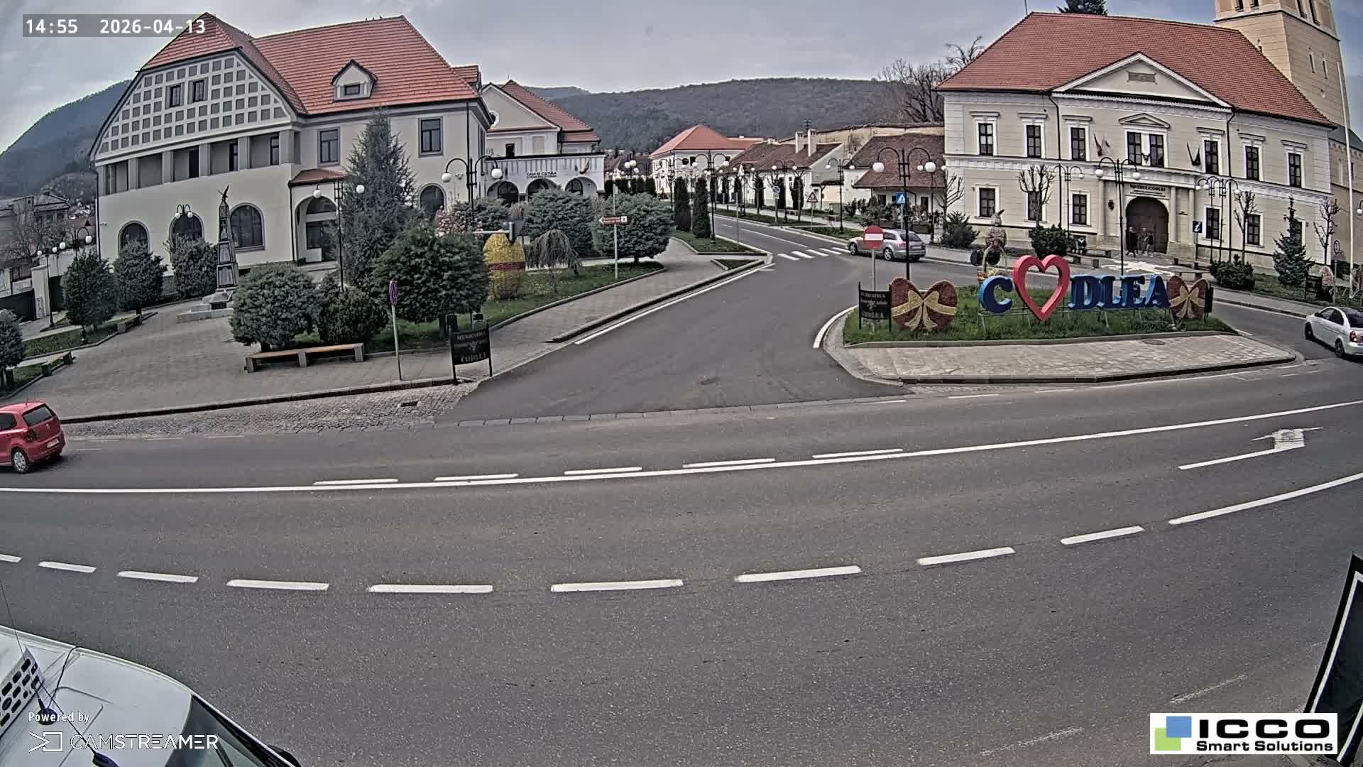Brasov, Strada Lunga Street / Strada Magurii Street Instersection & City Center of Codlea Live Cam -  Codlea, Braşov, Romania