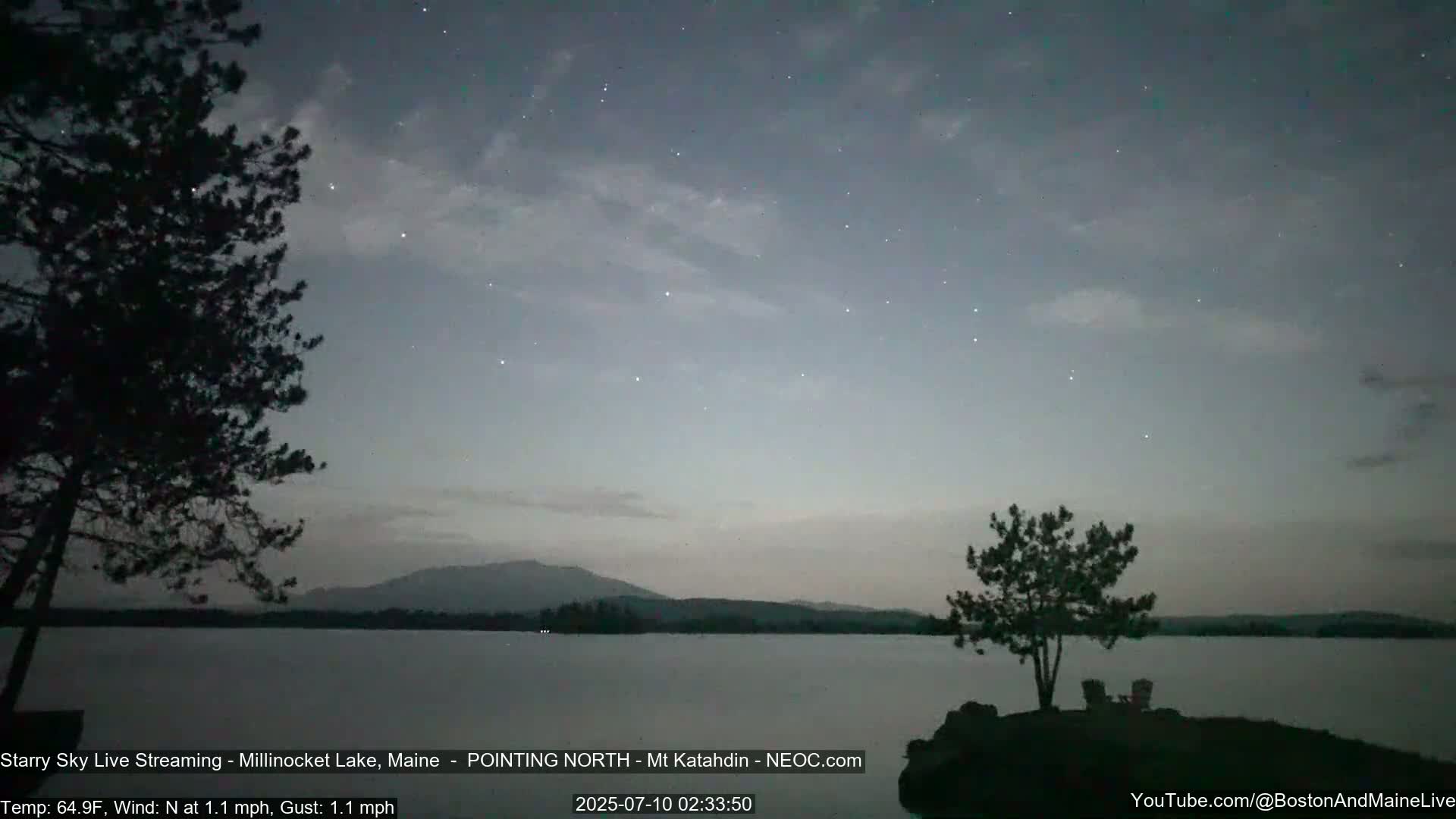 Stars, Aurora, Meteors Live Cam - from Mt Katahdin, Maine  USA