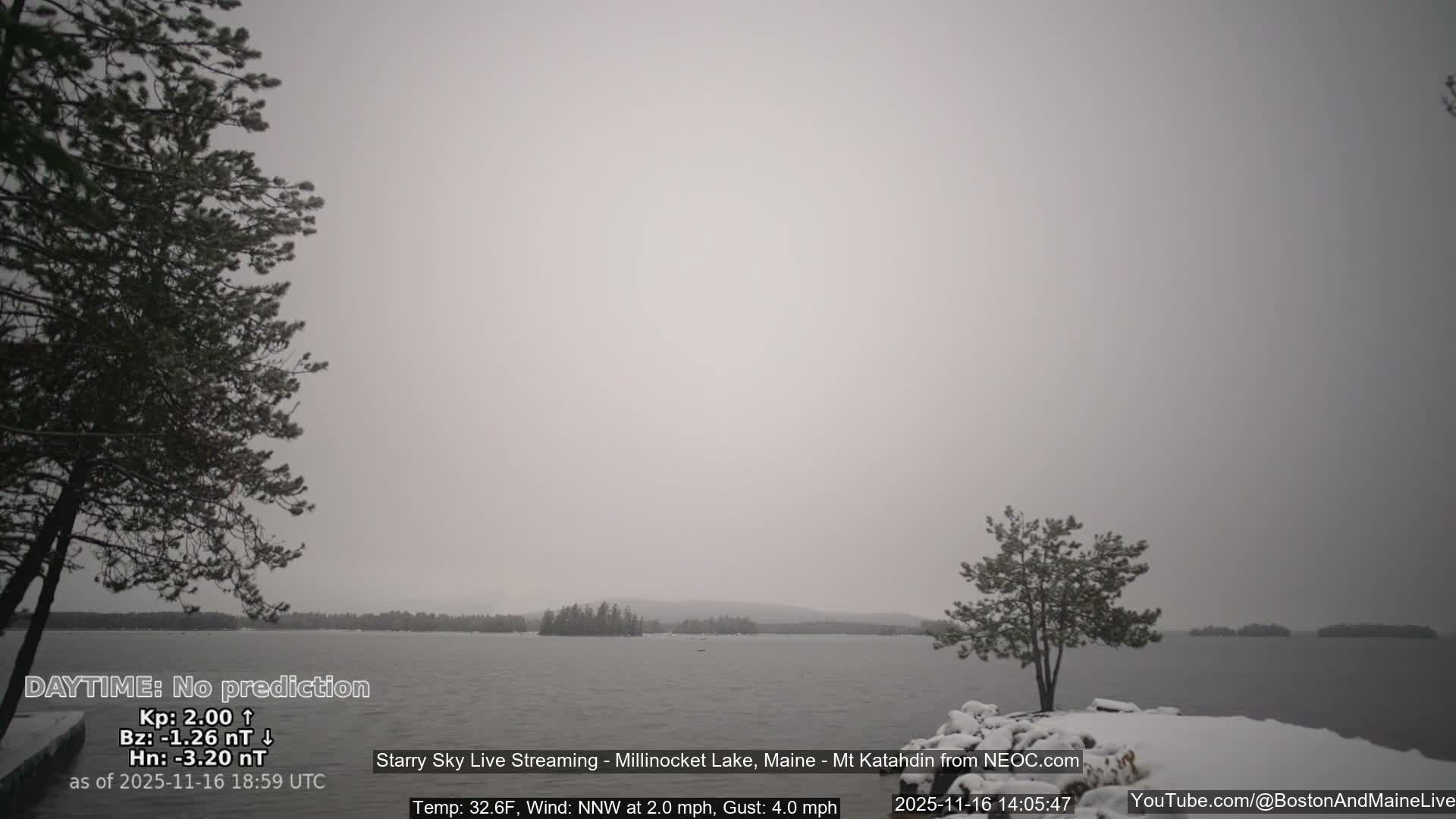Millinocket Lake, Stars, Aurora, Meteors Live Cam  from Mt Katahdin -  Maine  USA
