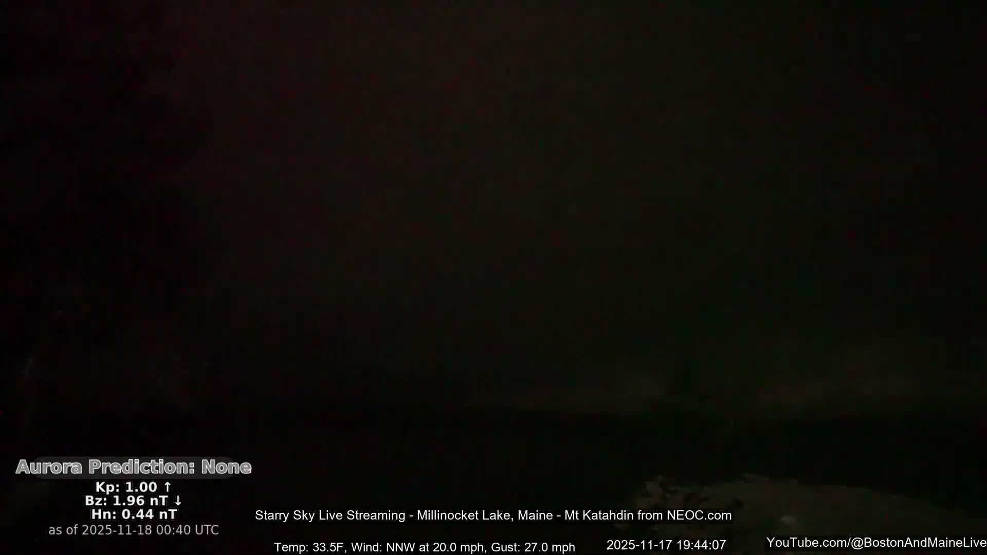 Millinocket Lake, Stars, Aurora, Meteors Live Cam  from Mt Katahdin -  Maine  USA